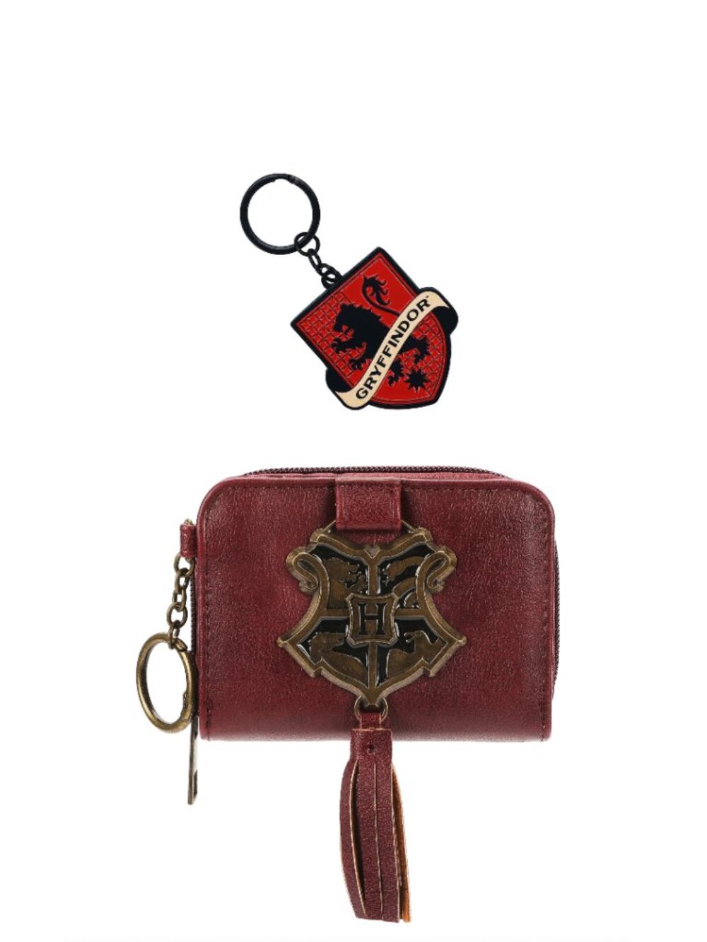 Harry Potter Metal Hogwarts Crest Wallet with Gryffindor Keychain